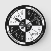 Ohm's Law Round Clock Black and White Dial Runde Wanduhr (Vorderseite)
