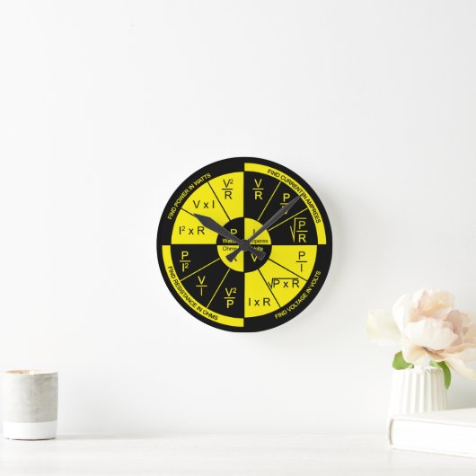 Ohm's Law Round Clock Black and Yellow Dial Runde Wanduhr (Zuhause)