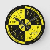 Ohm's Law Round Clock Black and Yellow Dial Runde Wanduhr (Vorderseite)