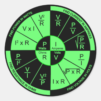 Ohm's Law - Schwarz und Grün Runder Aufkleber