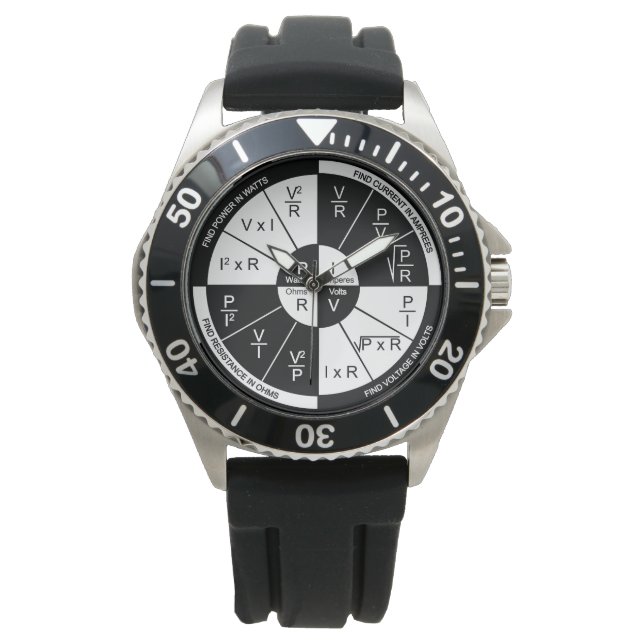 Ohm's Law Watch - Schwarz und Weiß Armbanduhr (Vorderseite)
