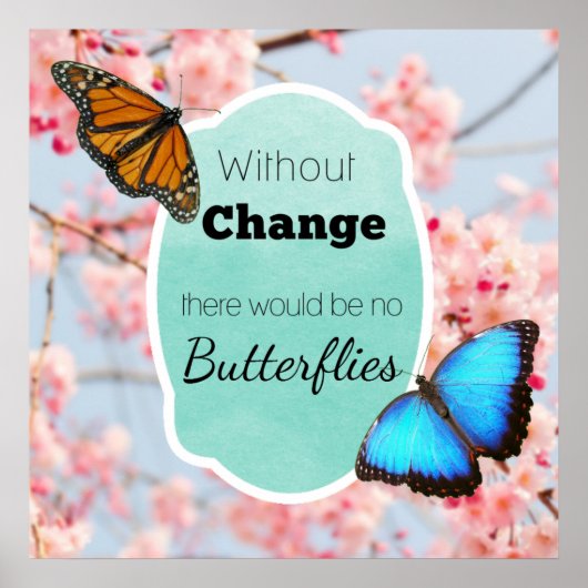 Ohne Änderung keine Schmetterlinge Kirschblüten Poster (Vorne)