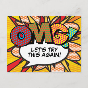 OHNE DATUMSÄNDERUNG VERSCHOBEN Comic-Book Pop-Art Postkarte