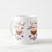 Ohne Kaffee Spaß brauner Text Halloween Kaffeetasse (Vorderseite Links)