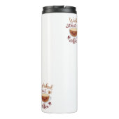 Ohne Kaffee Spaß brauner Text Halloween Thermosbecher (Rückseite)