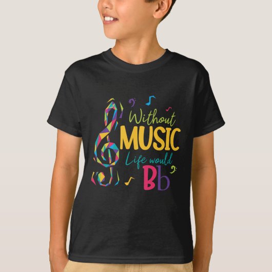 Ohne Musik würde das Leben flatter Clef Musikernot T-Shirt (Vorderseite)
