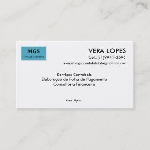 Ohne Titel, VERA LOPES, Email: mgs_contabilida… Visitenkarte