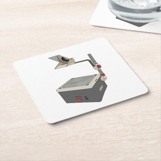 OHP 80er 90s Overhead Projektor Rechteckiger Pappuntersetzer (angewinkelt)