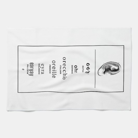 Ohr in verschiedenen Sprachen Geschirrtuch (Horizontal)