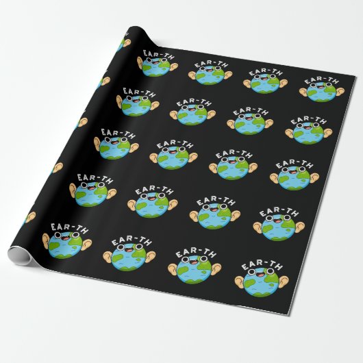 Ohr-th-Funny-Earth-Puff Dark BG Geschenkpapier (Ungerollt)