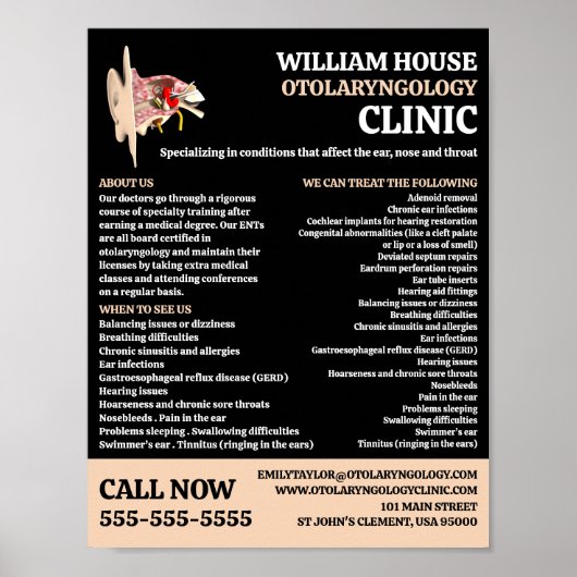 Ohrdesign, Otolaryngologin Otolaryngology Clinic Poster (Vorne)