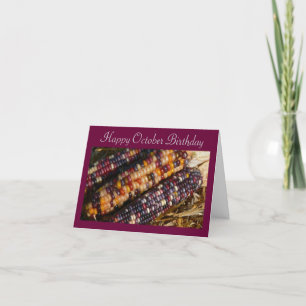 "OHREN INDISCHER KORN/GLÜCKLICHER OKTOBER GEBURTST KARTE