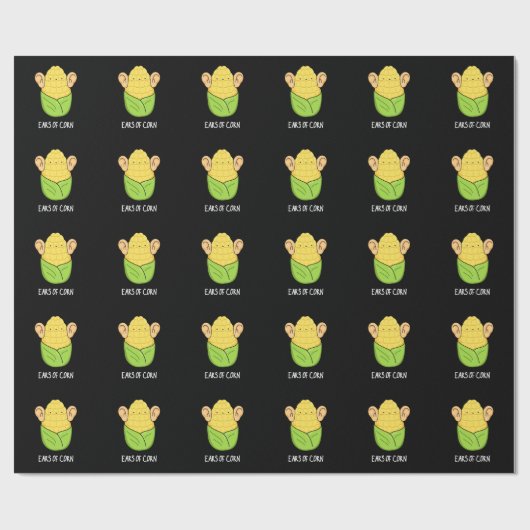 Ohren von Mais Funny Mais Pun Dark BG Geschenkpapier (Flach)