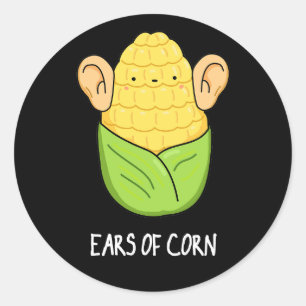 Ohren von Mais Funny Mais Pun Dark BG Runder Aufkleber