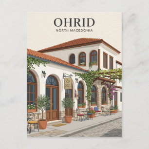 Ohrid-Cafe-Fassade Nordmazedonien Postkarte