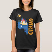 Ohrid Mazedonien See Blau Orange Reise T-Shirt (Vorderseite)