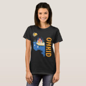 Ohrid Mazedonien See Blau Orange Reise T-Shirt (Vorne ganz)