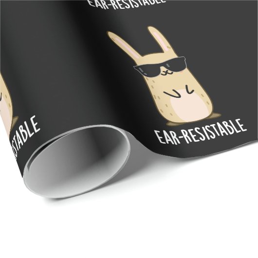 Ohrresistenter, sonniger Kaninchenpun Dark BG Geschenkpapier (Rolleneckpunkt)