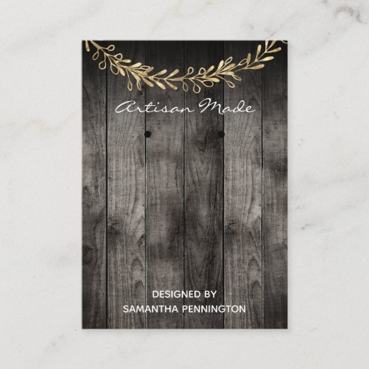Ohrring-Display rustikale Holzkunstkarten Visitenkarte (Vorderseite)