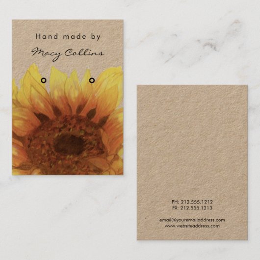 Ohrring Schmuck Karte rustikale Sonnenblume (Vorne/Hinten)