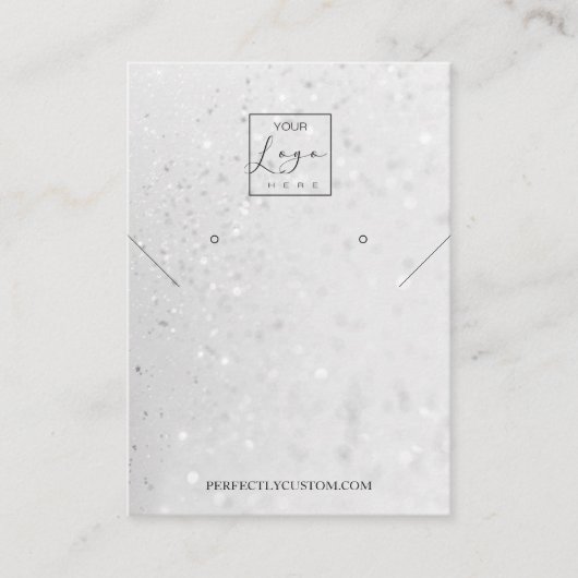 Ohrringe aus silberfarbenem Glitzer Visitenkarte (Vorderseite)