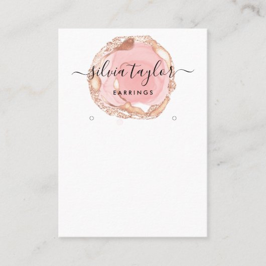 Ohrringe mit Typografie zeigen den Schmuckhalter Visitenkarte (Vorderseite)
