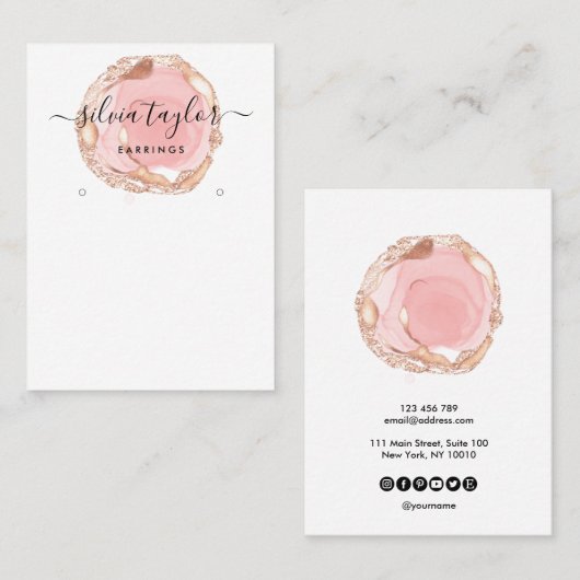 Ohrringe mit Typografie zeigen den Schmuckhalter Visitenkarte (Vorne/Hinten)