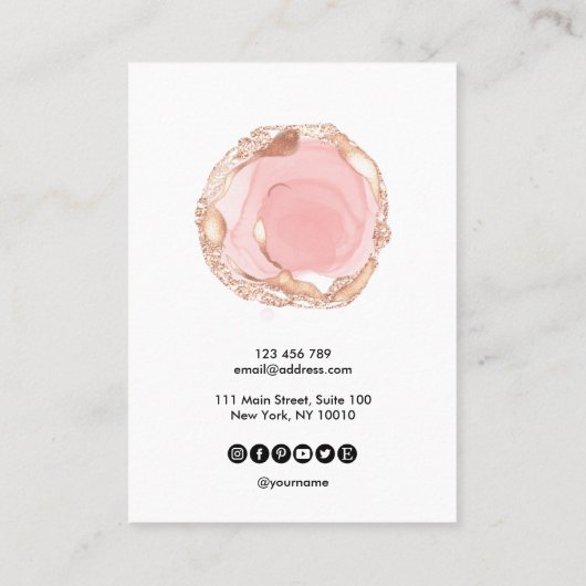 Ohrringe mit Typografie zeigen den Schmuckhalter Visitenkarte (Rückseite)