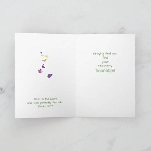 Ohrschlauch Operation Bearable Get Well Teddy Bear Karte (Innenseite)