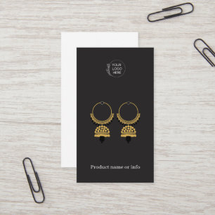 Ohrstecker-Anzeigekarte Logo Schwarze Schmuckanz Visitenkarte
