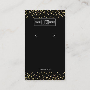 Ohrstecker-Anzeigekarten – Schwarz & Gold Logo Visitenkarte
