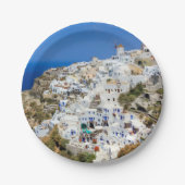 Oia-Dorf auf Santorini Insel, Nord, Griechenland Pappteller (Vorderseite)