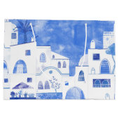 Oia Santorini Aquarellmalerei Große Geschenktüte (Rückseite)