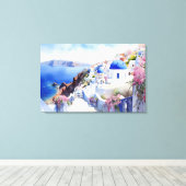 Oia, Santorini - gearbeitete Leinwand Print (Insitu (Holzboden))