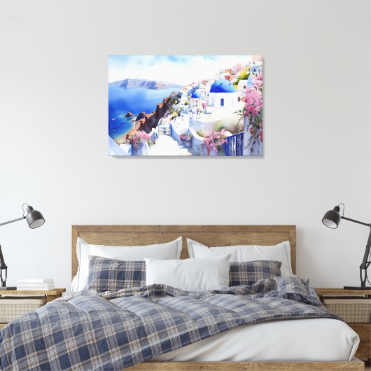 Oia, Santorini - gearbeitete Leinwand Print (Insitu (Schlafzimmer))