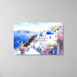 Oia, Santorini - gearbeitete Leinwand Print