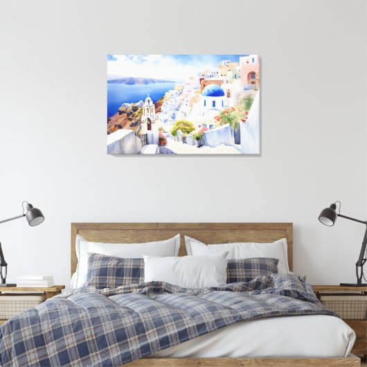 Oia, Santorini - gearbeitete Leinwand Print (Insitu (Schlafzimmer))