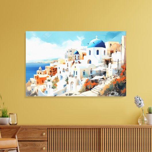 Oia, Santorini - gearbeitete Leinwand Print (Insitu (Wohnzimmer))