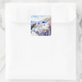 Oia Santorini Greec Quadratischer Aufkleber (Tasche)
