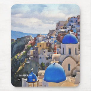 Oia, Santorini. Greece.Oil Malerei. Geschenk Mousepad