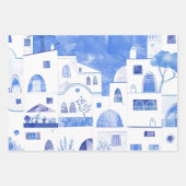 Oia Santorini Griechenland Aquarellmalerei Geschenkpapier Set (Vorderseite 2)