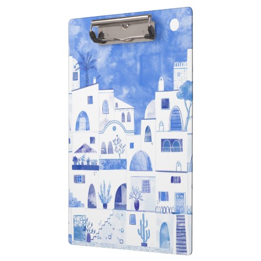 Oia Santorini Griechenland Aquarellmalerei Klemmbrett (Links)