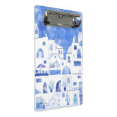 Oia Santorini Griechenland Aquarellmalerei Mini Klemmbrett (Schrägansicht)