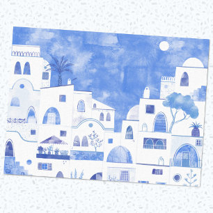 Oia Santorini Griechenland Aquarellmalerei Seidenpapier