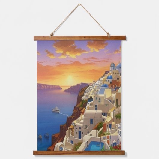 Oia, Santorini, Griechenland Art Wandteppich Mit Holzrahmen (Vorderseite)