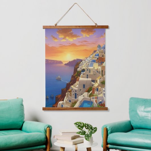 Oia, Santorini, Griechenland Art Wandteppich Mit Holzrahmen (Wohnzimmer)