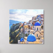 Oia, Santorini. Griechenland. Ölgemälde. Canvas Pr Leinwanddruck (Vorderseite)