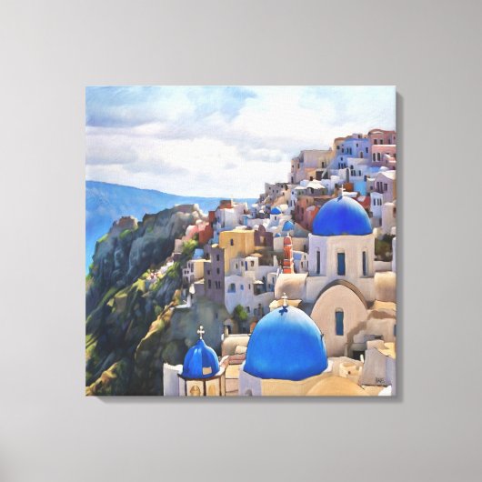Oia, Santorini. Griechenland. Ölgemälde. Canvas Pr Leinwanddruck (Vorderseite)