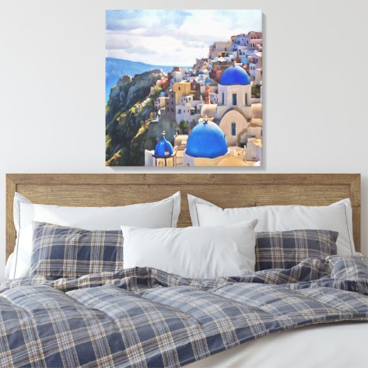 Oia, Santorini. Griechenland. Ölgemälde. Canvas Pr Leinwanddruck (Insitu (Schlafzimmer))