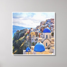 Oia, Santorini. Griechenland. Ölgemälde. Canvas Pr Leinwanddruck